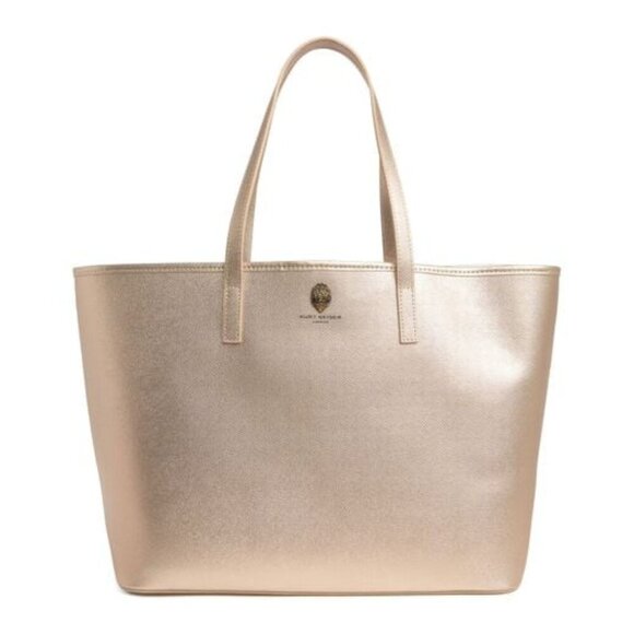 KURT GEIGER London Richmond Shopper Women's Leather Tote Shoulder Bag Purse Gold - Picture 1 of 5